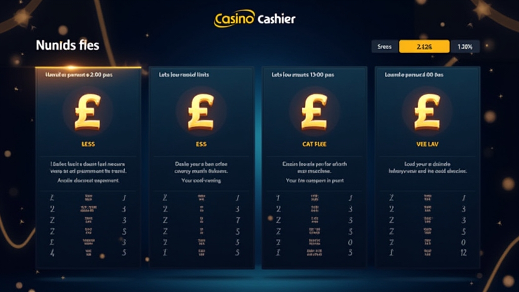 Casino cashier dashboard comparing fees, limits, and currencies