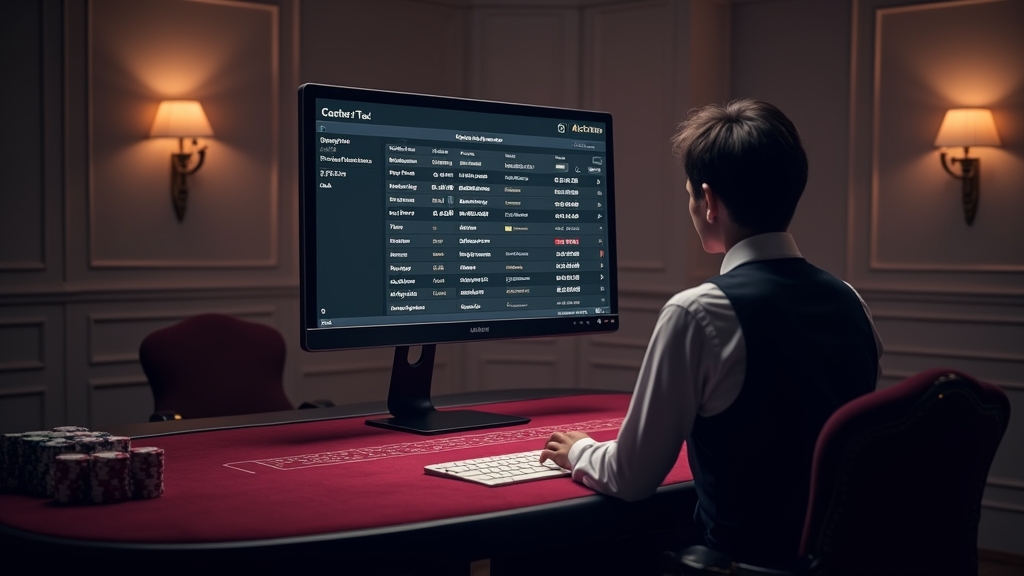 Player reviewing casino payment methods on a glowing cashier screen