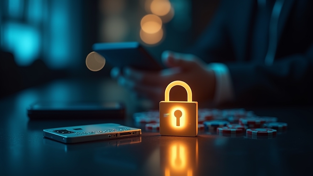Secure casino banking setup with lock icon and payment device