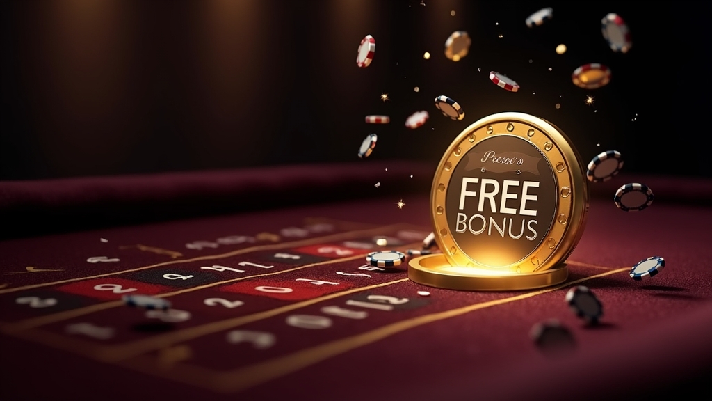 A no deposit bonus token beside a casino signup screen