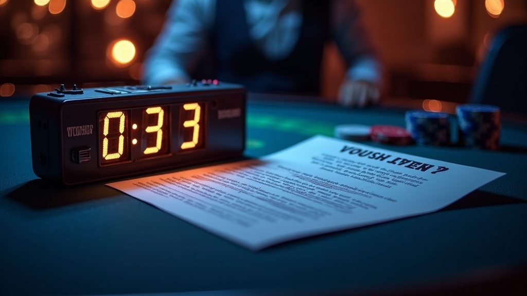 A no deposit voucher and terms sheet in a dark casino scene